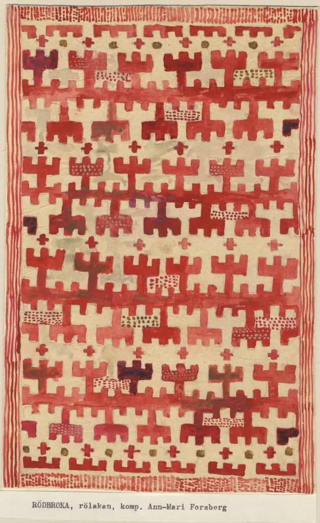 Rödbroka, skiss rölakansmatta, 1944