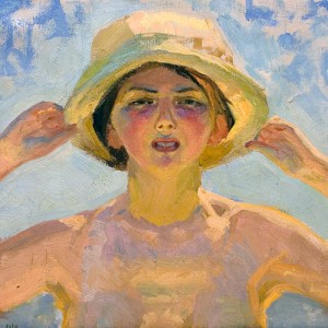 Gerda Roosval-Kallstenius, Solstudie på stranden, 1914, olja på duk. Foto: Per Larsson