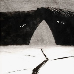 Andrén Lisa, Giganterna, 1986, Torrnål mezzotint, 23x27cm