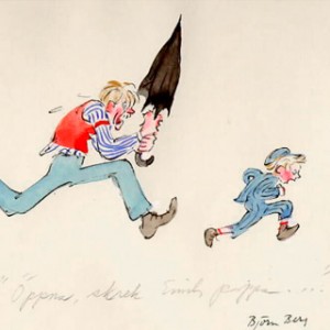 Berg Björn, Emil I Lönneberga, 1972, Akvarell, 14x19cm