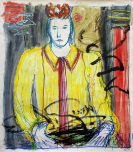 Alba S. Enström, In the fashion world, 2011, olja/akryl/bläck på duk, 96 x 85 cm