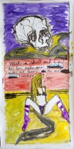 Alba S. Enström, Der Tod und das Mädchen, 2010, olja/akryl på duk, 202 x 94 cm