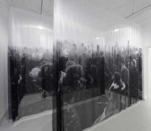 Theis Wendt, Untitled, Dimensions vary with installation, Print on transparent textile, 2011
