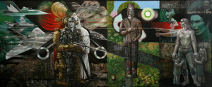 Susanne Kandt-Horn, Adam und Eva,1981/82, olja på masonit, 200x400 cm. Rostock Kunsthalle. Foto: Per Larsson