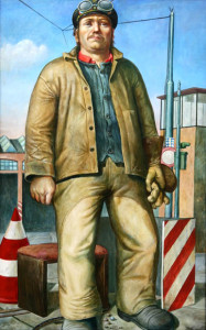 Volker Stelzmann, Junger Schweißer,1971, mixed media, 121x76 cm. Rostock Kunsthalle. Foto: Per Larsson