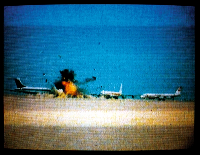 Johan Grimonprez. Three hijacked jets on desert Airstrip, Amman, Jordan 12 September 1970 Dial H-I-S-T-O-R-Y, Johan Grimonpre
