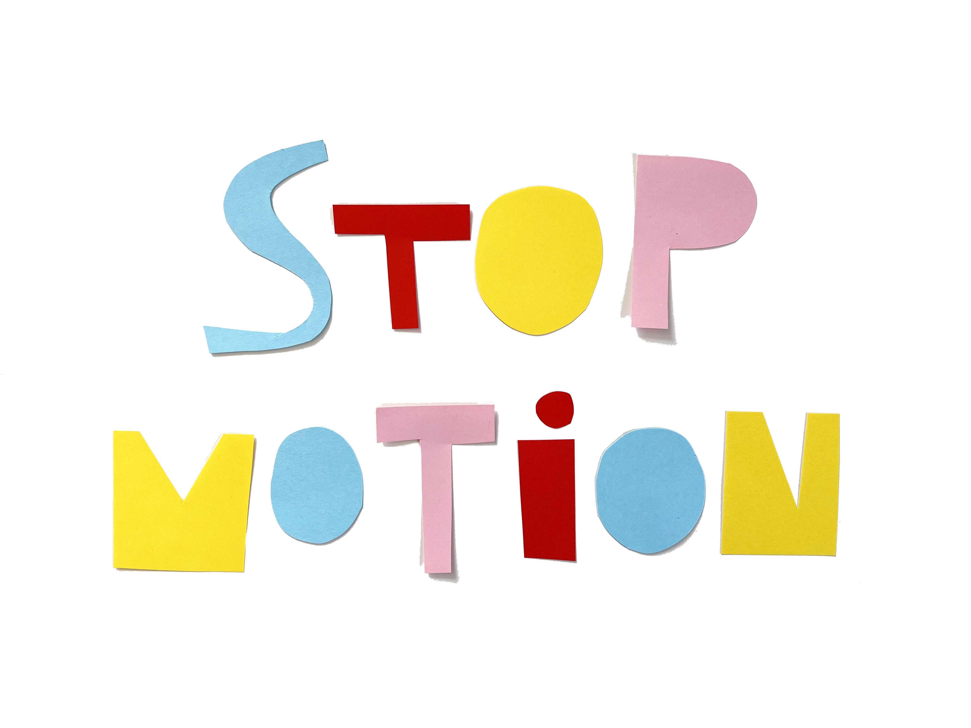 urklippta bokstäver formar orden "stop motion"
